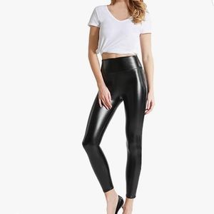 Stretchy Faux Leather Leggings - Medium